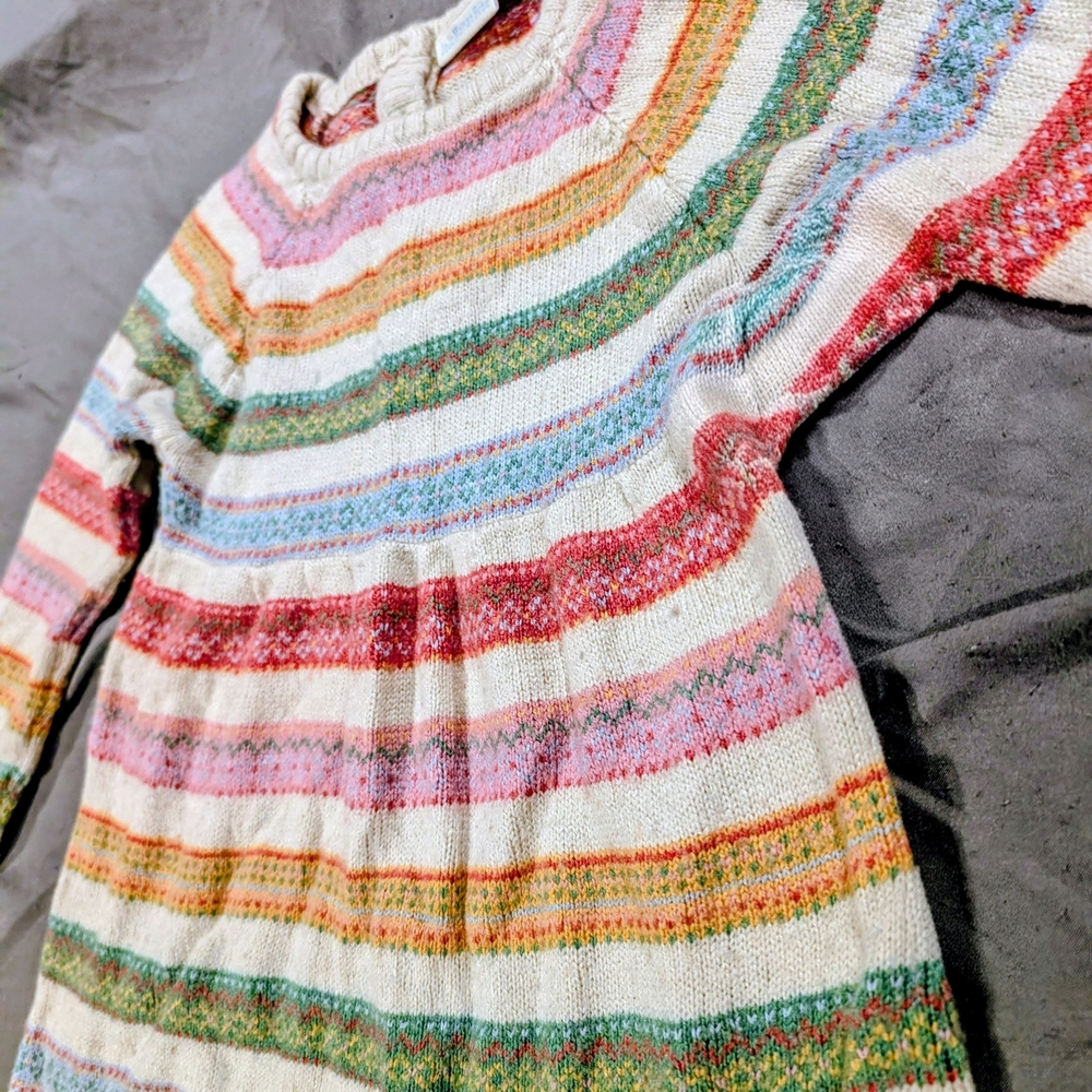 JoJo Maman Bebe Multicolor Striped Kids Casual Sweater Dress